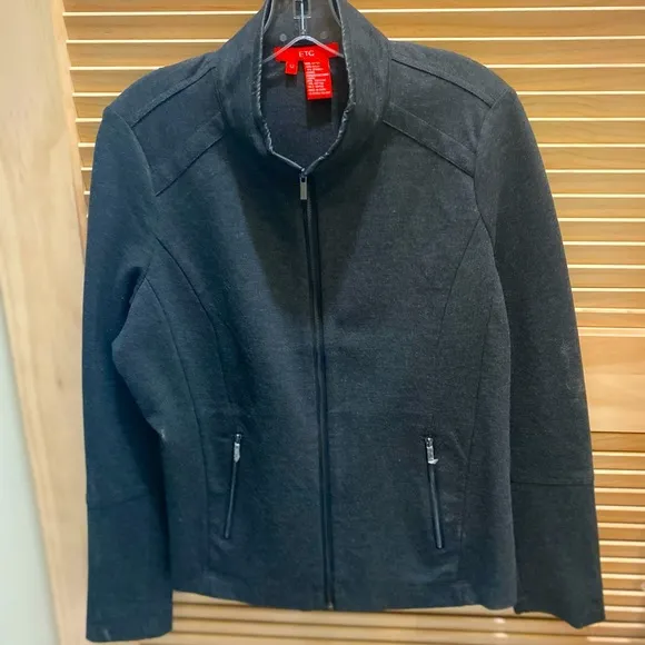 Etcetera NWT Sz 12 Dark Gray Full Zip Jacket.