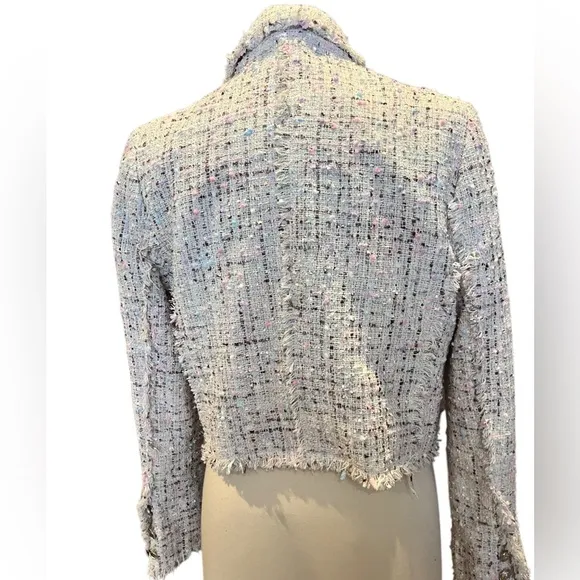 EUC From Aqua Tweed double breasted look cropped jacket