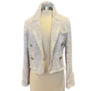 EUC From Aqua Tweed double breasted look cropped jacket
