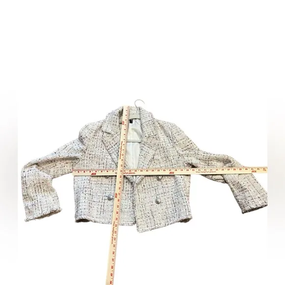 EUC From Aqua Tweed double breasted look cropped jacket