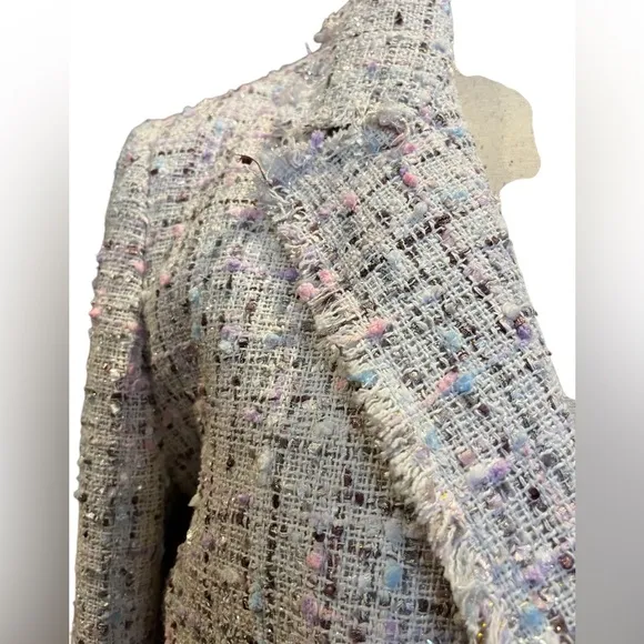EUC From Aqua Tweed double breasted look cropped jacket