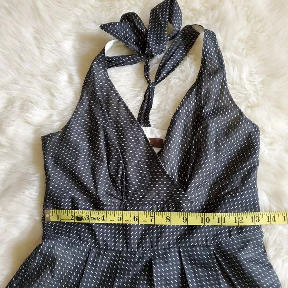 Eva Franco Black and White Eyelet Tie Back Dress Size 2