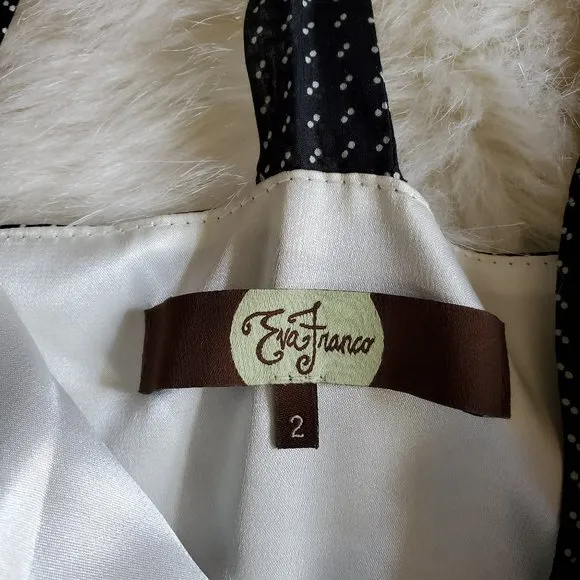 Eva Franco Black and White Eyelet Tie Back Dress Size 2