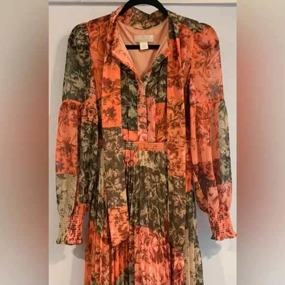 Excellent Condition, Rachel Parcell- Pleated Chiffon Midi Dress w/ Bow, Size 0