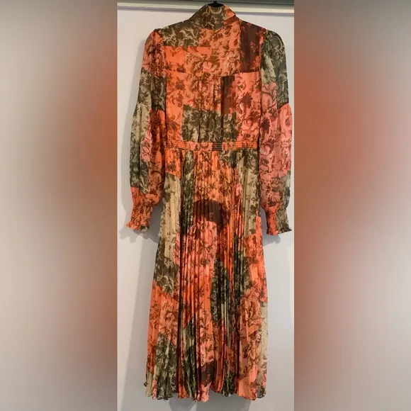 Excellent Condition, Rachel Parcell- Pleated Chiffon Midi Dress w/ Bow, Size 0