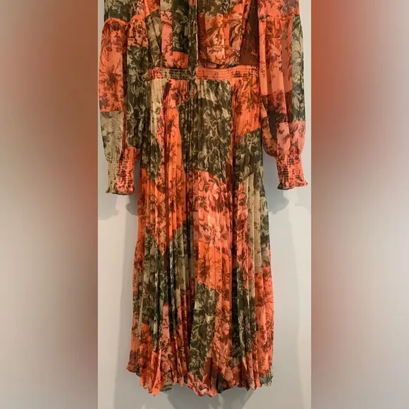 Excellent Condition, Rachel Parcell- Pleated Chiffon Midi Dress w/ Bow, Size 0