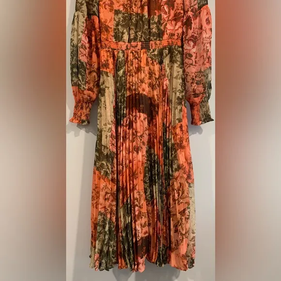 Excellent Condition, Rachel Parcell- Pleated Chiffon Midi Dress w/ Bow, Size 0