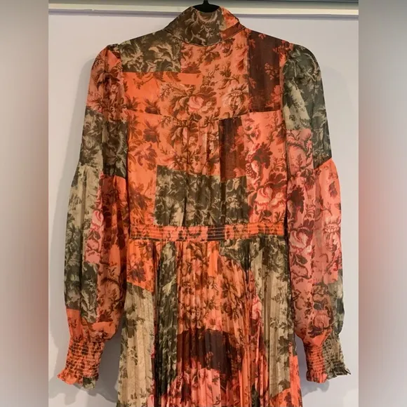 Excellent Condition, Rachel Parcell- Pleated Chiffon Midi Dress w/ Bow, Size 0