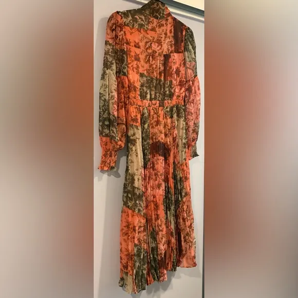 Excellent Condition, Rachel Parcell- Pleated Chiffon Midi Dress w/ Bow, Size 0
