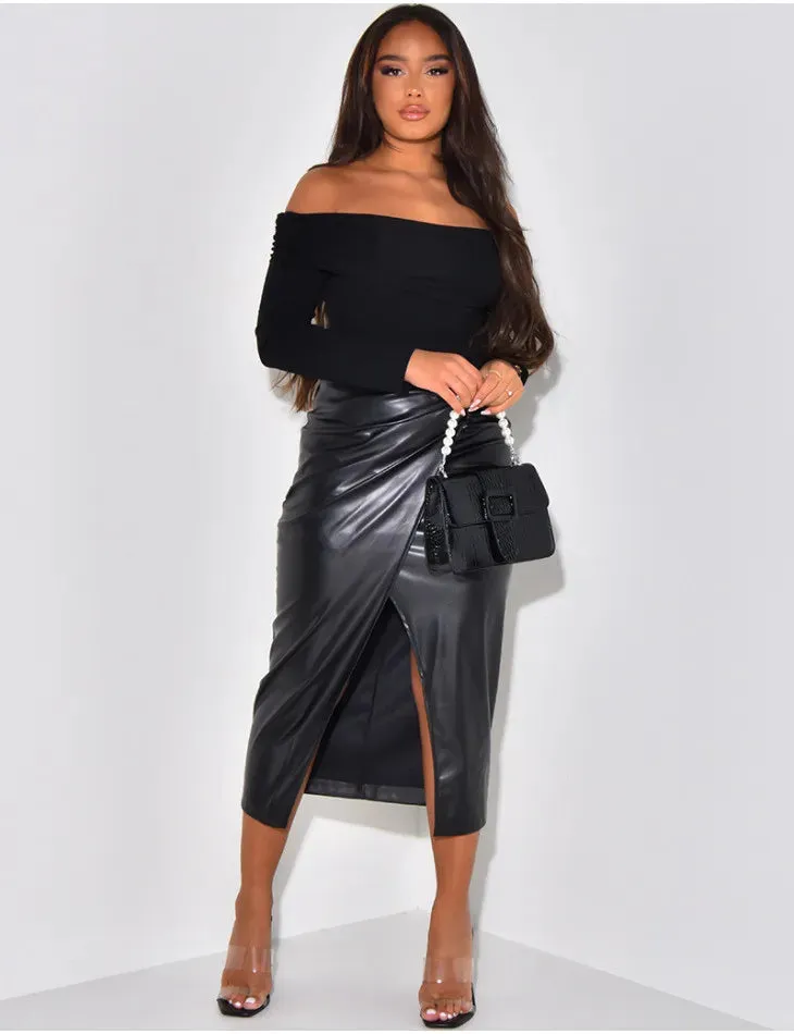Festive Luxe PU Leather Skirt