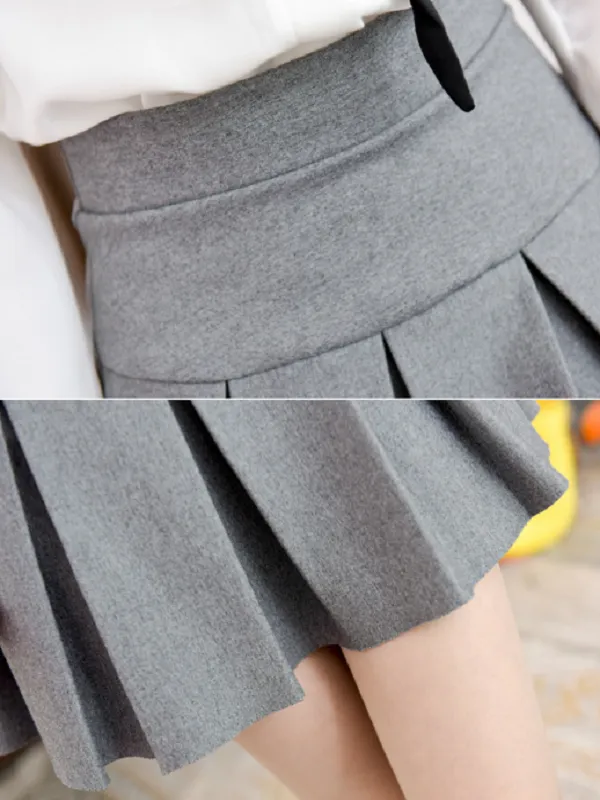 fit waist pleated mini skirt