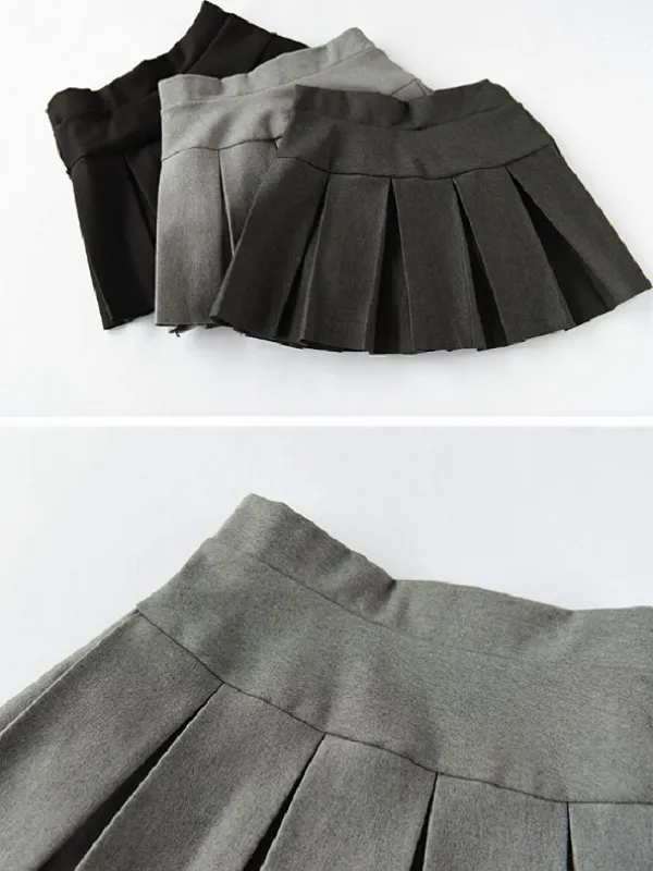 fit waist pleated mini skirt