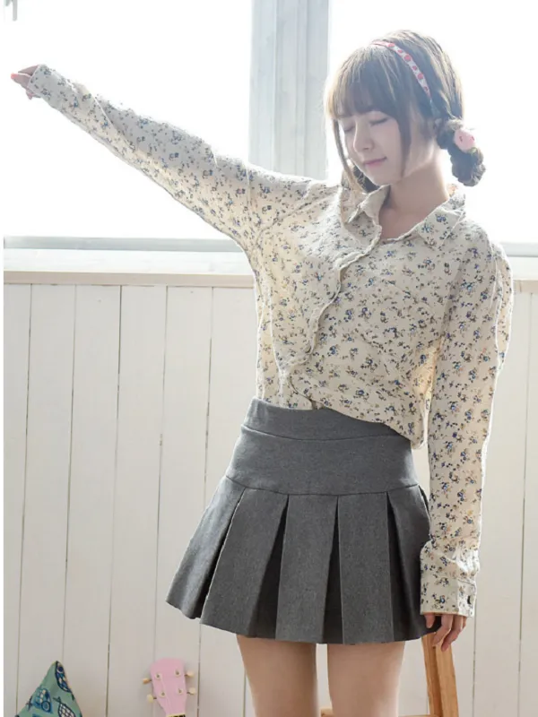 fit waist pleated mini skirt