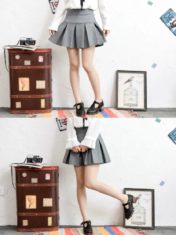 fit waist pleated mini skirt