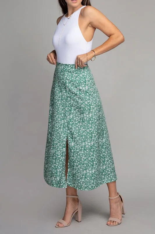 Floral midi skirt with slit
