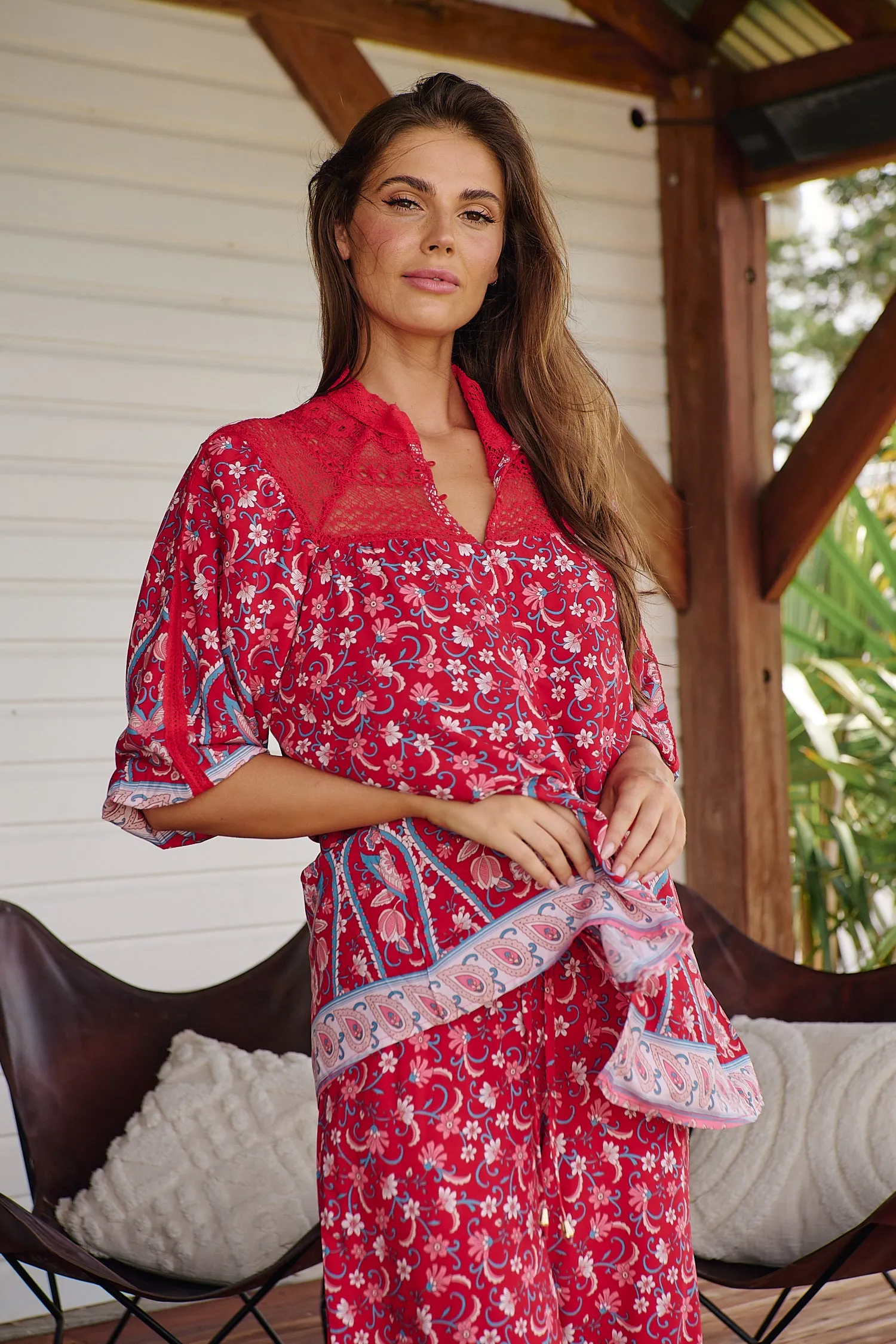 Florence Blouse - Ruby Rouge