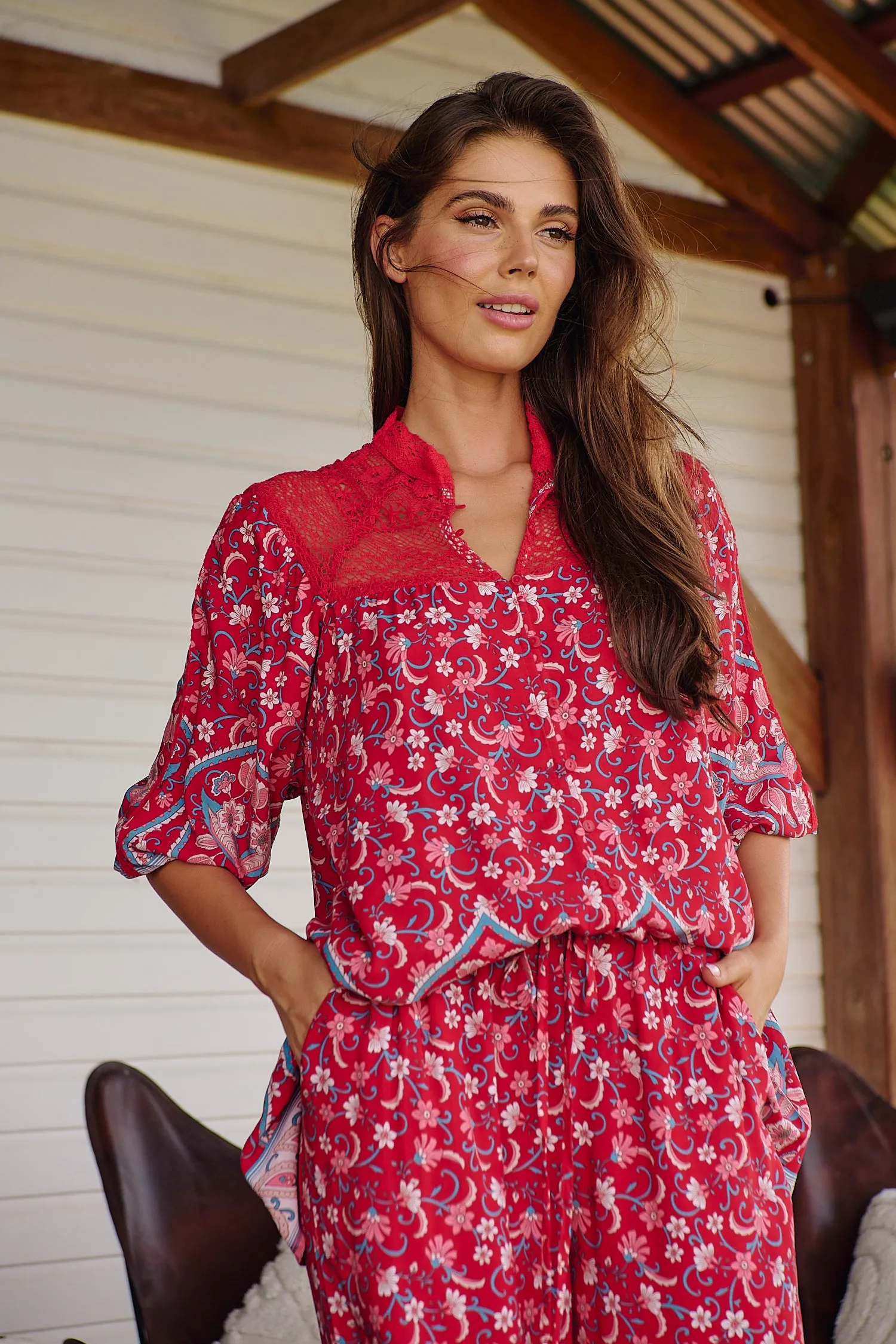 Florence Blouse - Ruby Rouge
