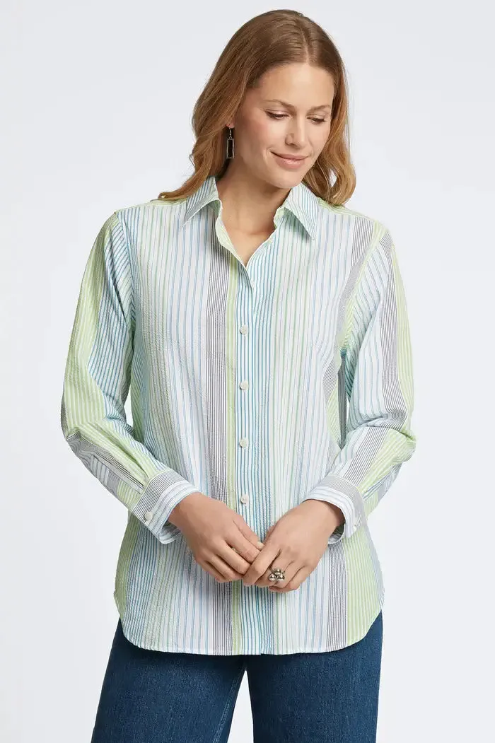 Foxcroft Boyfriend Seersucker Stripe Tunic