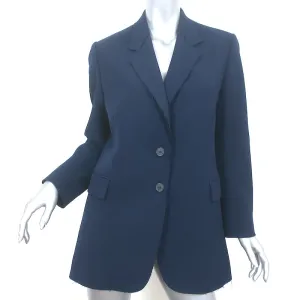 FRAME Oversized Raw Edge Blazer Navy Size Small Two-Button Jacket