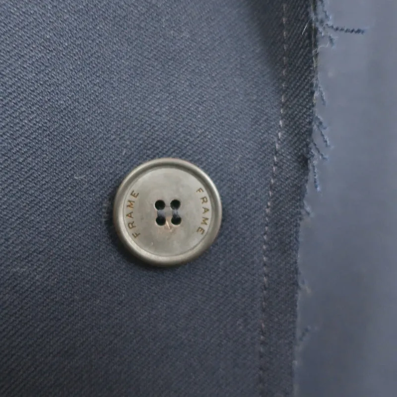 FRAME Oversized Raw Edge Blazer Navy Size Small Two-Button Jacket