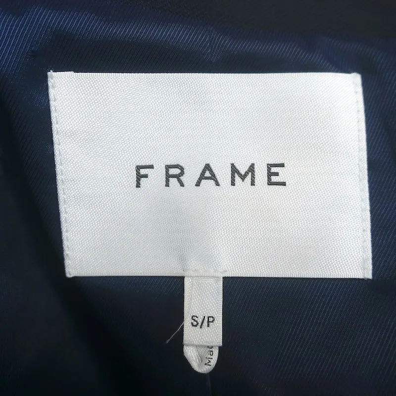 FRAME Oversized Raw Edge Blazer Navy Size Small Two-Button Jacket