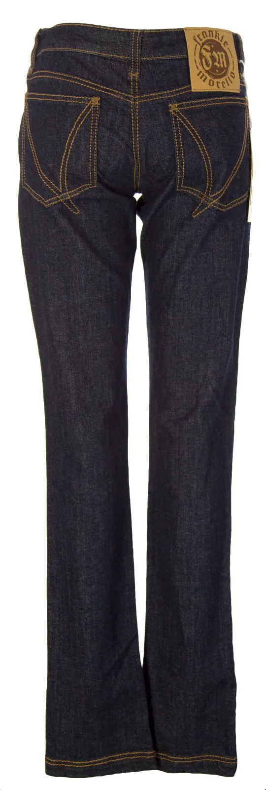 FRANKIE MORELLO Women's Dark Wash Bootcut Tan Stitch Jeans #2011 $183 NEW