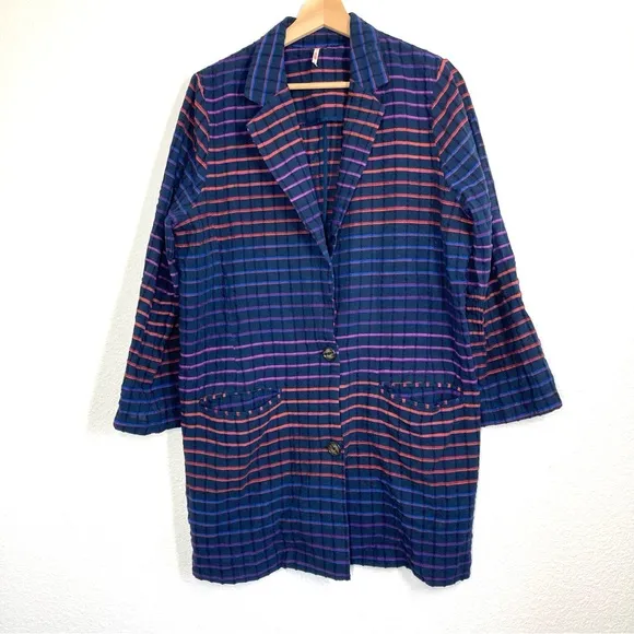 Free People Better Together‎ Blazer Jacket Medium Oversized Navy Button Up