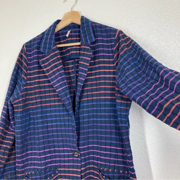 Free People Better Together‎ Blazer Jacket Medium Oversized Navy Button Up