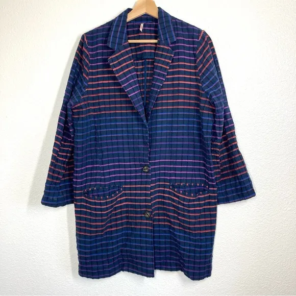 Free People Better Together‎ Blazer Jacket Medium Oversized Navy Button Up