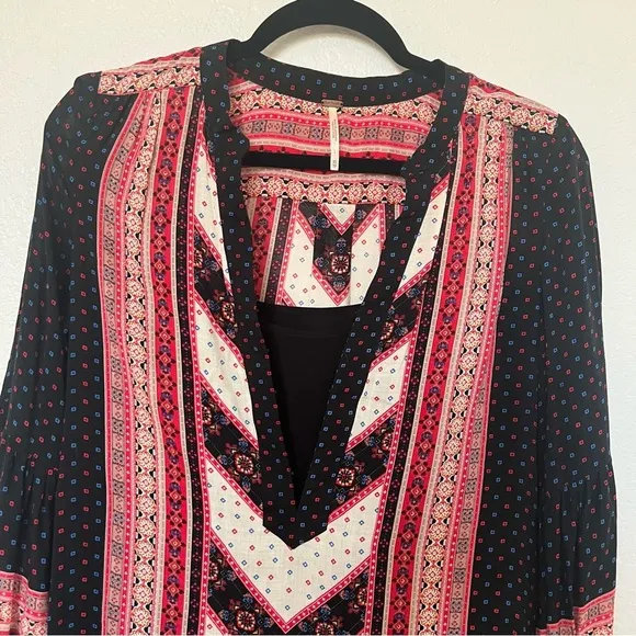 Free People Peacemaker Gypsy Hi Low Long Sleeve Dress Boho SZ XS