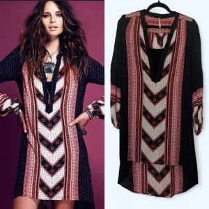 Free People Peacemaker Gypsy Hi Low Long Sleeve Dress Boho SZ XS