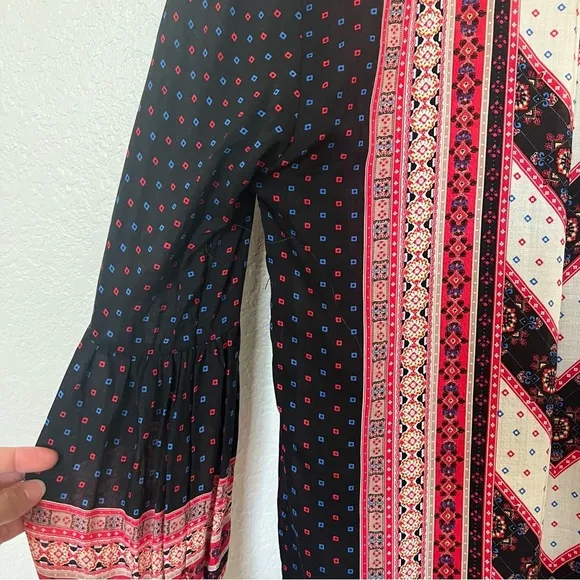 Free People Peacemaker Gypsy Hi Low Long Sleeve Dress Boho SZ XS