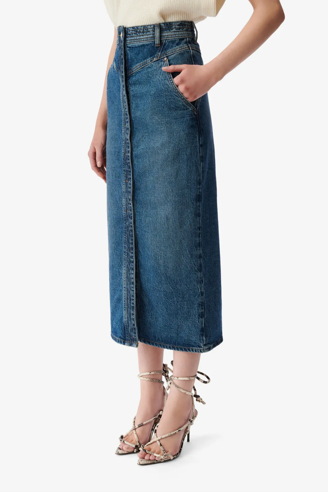 Garice Pencil Skirt | Denim Blue