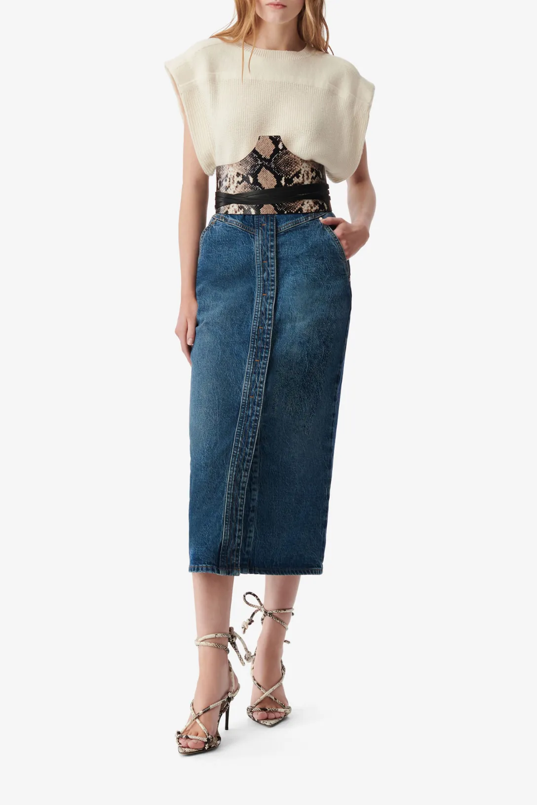 Garice Pencil Skirt | Denim Blue