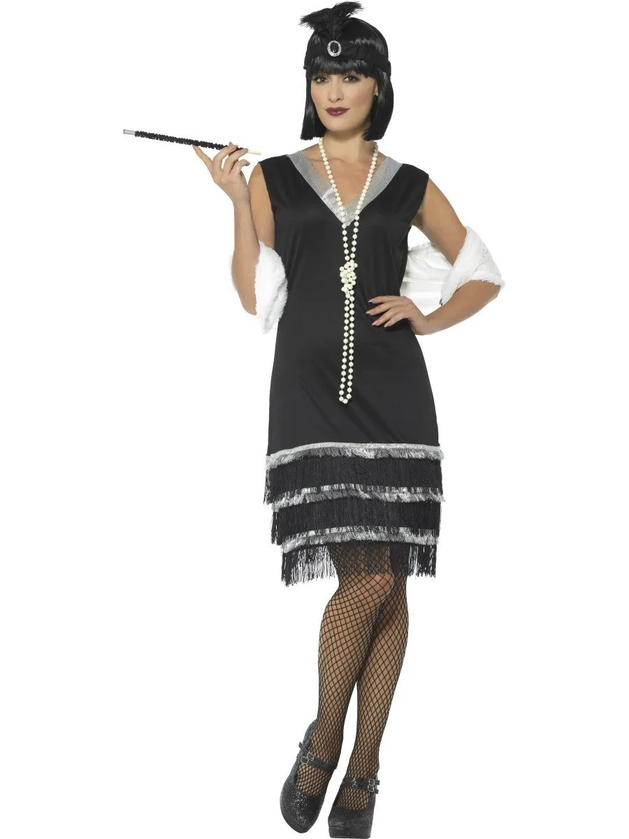 Gatsby Flapper 1920s Silver Fringed Women's Costume
