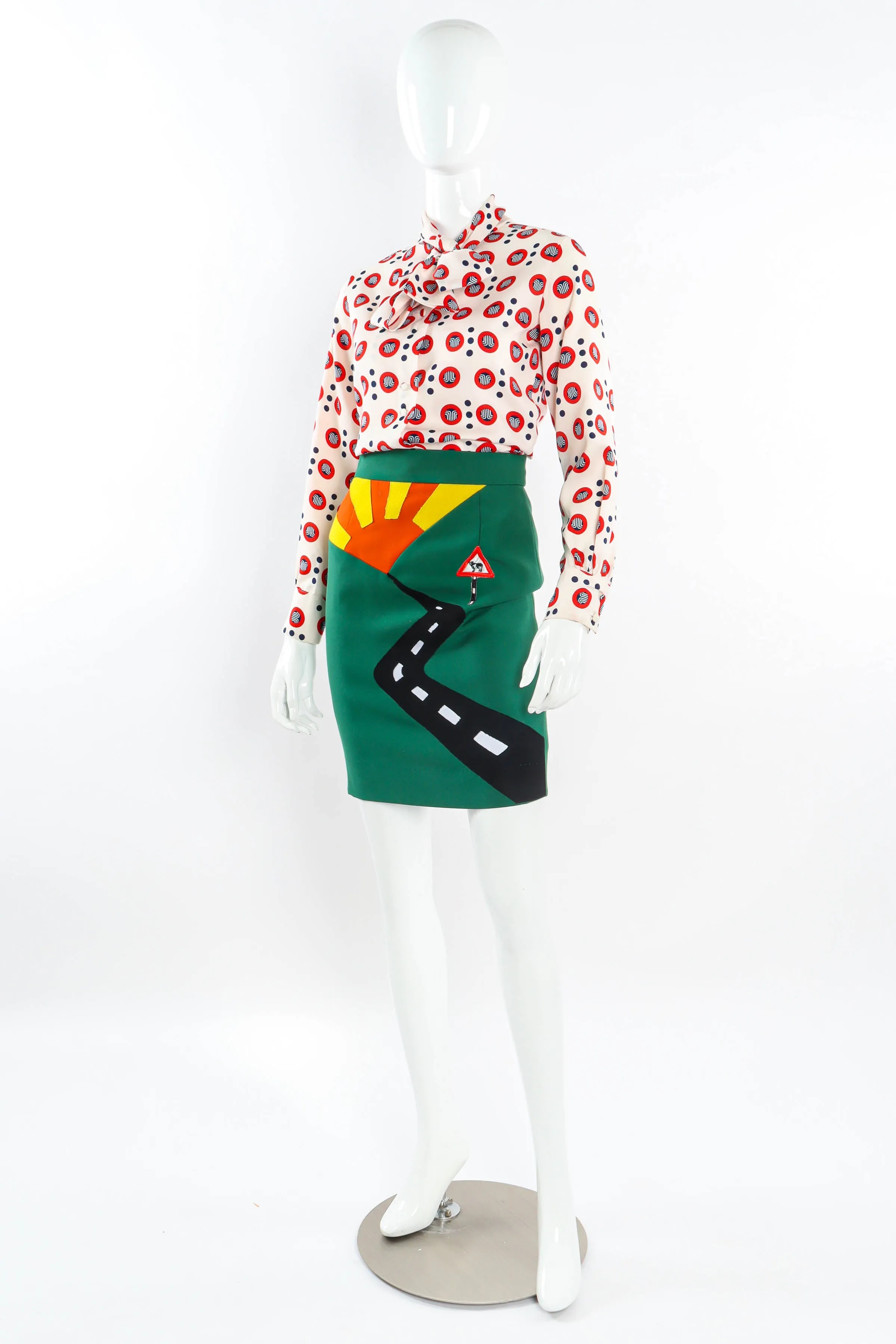 Geo Circles Dot Print Blouse
