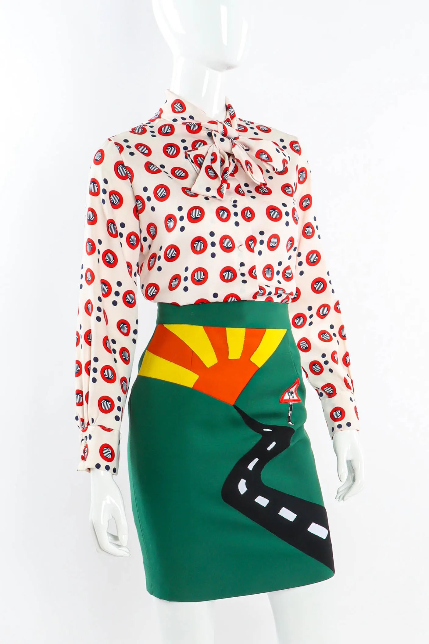 Geo Circles Dot Print Blouse