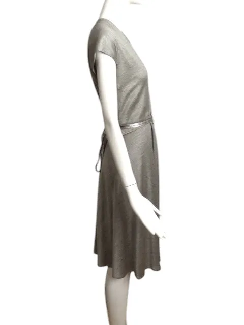GEOFFREY BEENE - 1980s Grey Knit Dress, Size 8