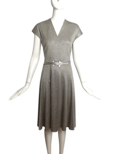 GEOFFREY BEENE - 1980s Grey Knit Dress, Size 8