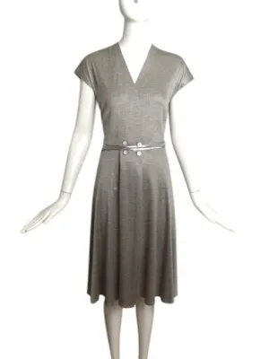 GEOFFREY BEENE - 1980s Grey Knit Dress, Size 8