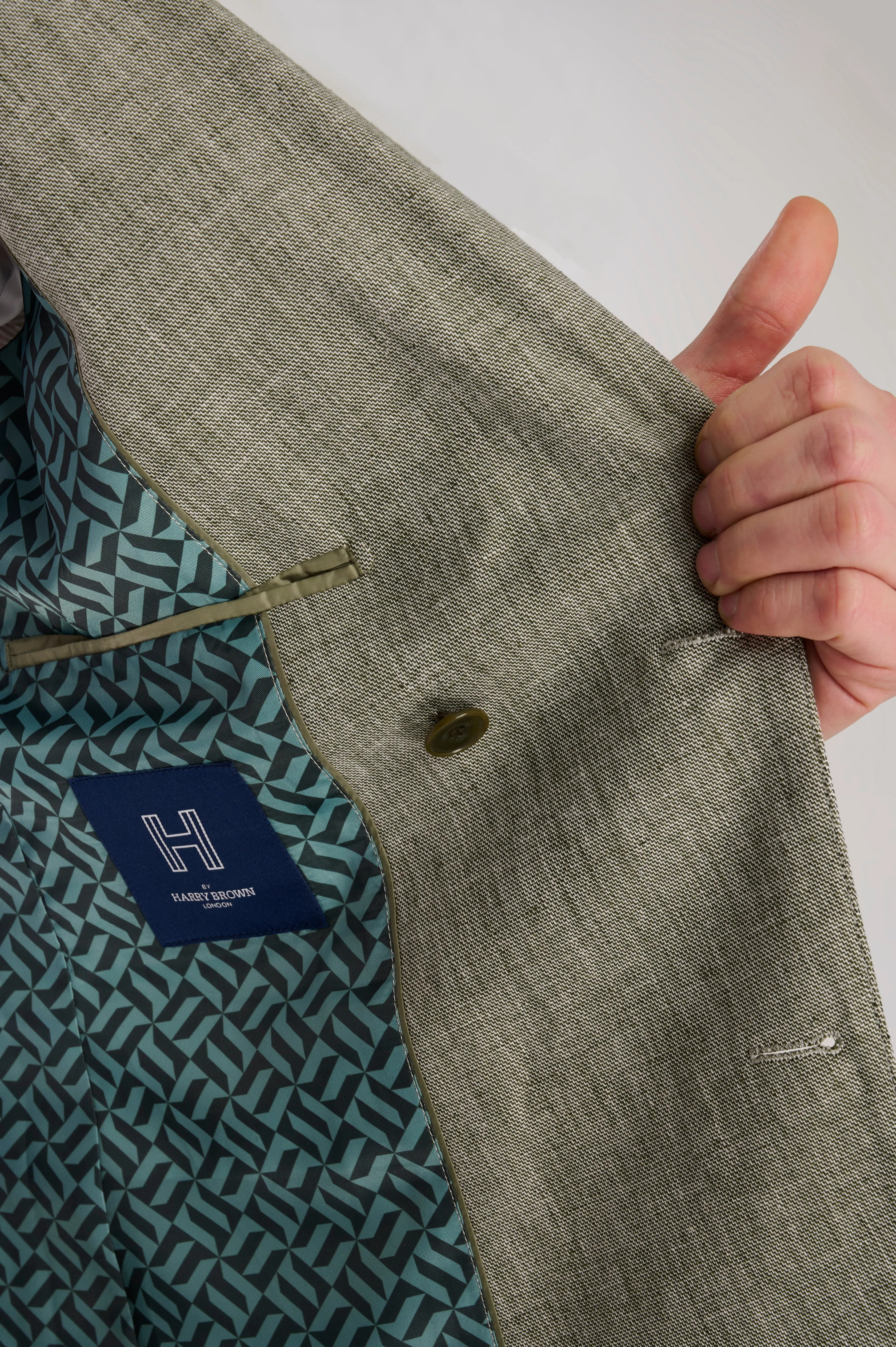 Giacomo Cotton Linen Double Breasted Suit Jacket in Green