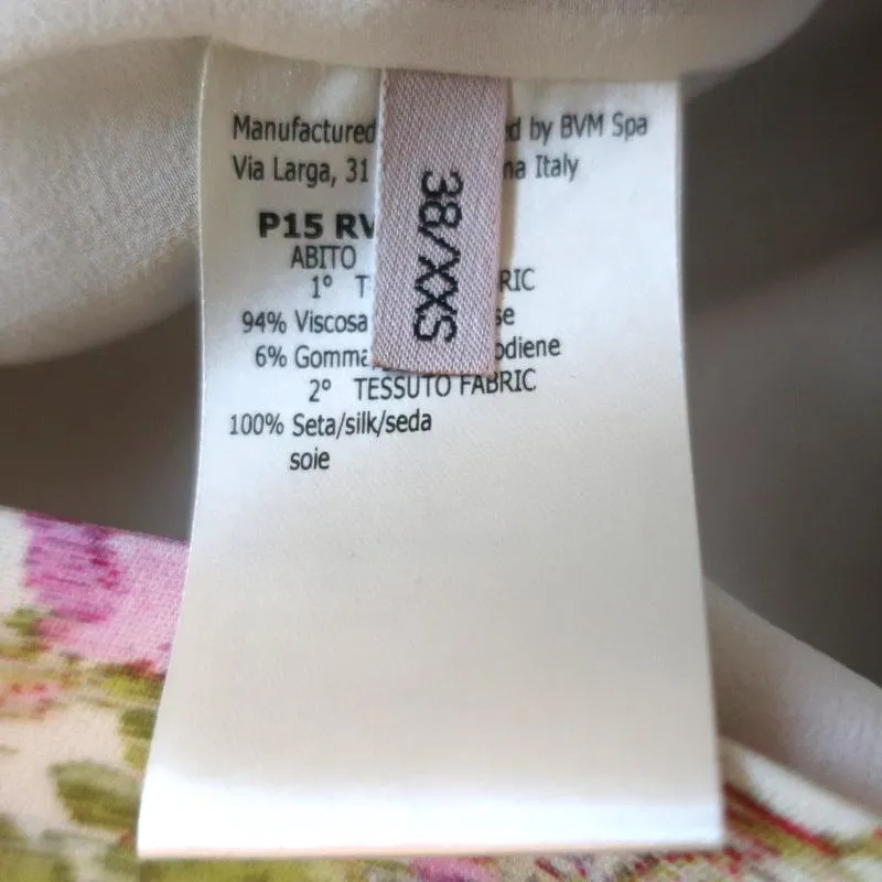 Giambattista Valli Dress Ivory Floral Print Crepe Size 38 Short Sleeve Shift