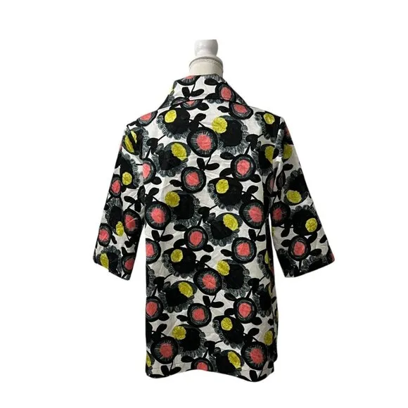Grace Chuang New York Jacquard Floral Print A Line Coat Size M