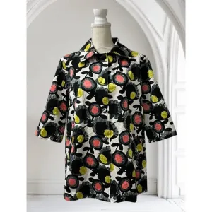Grace Chuang New York Jacquard Floral Print A Line Coat Size M