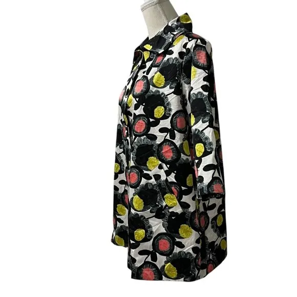 Grace Chuang New York Jacquard Floral Print A Line Coat Size M
