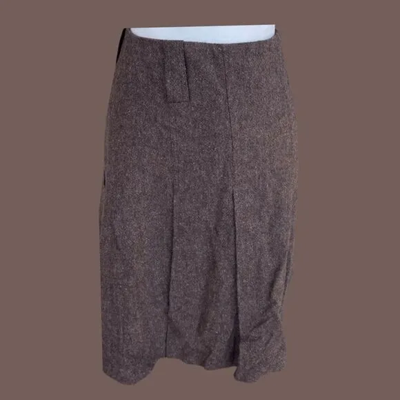 Grace Dane Lewis Women's Rustic Brown Pleated Wool Blend Skirt Size 8 NWT