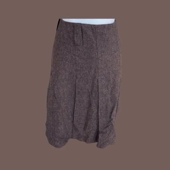 Grace Dane Lewis Women's Rustic Brown Pleated Wool Blend Skirt Size 8 NWT