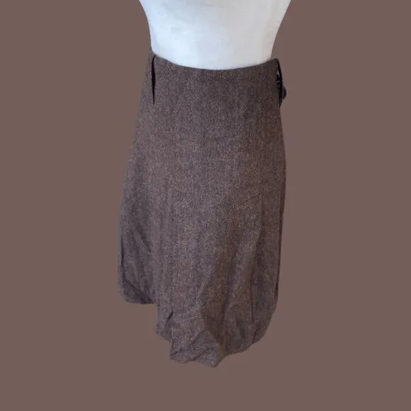 Grace Dane Lewis Women's Rustic Brown Pleated Wool Blend Skirt Size 8 NWT