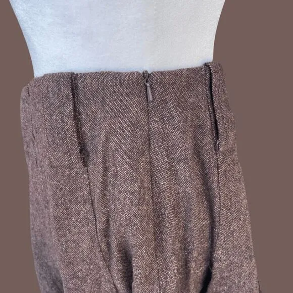 Grace Dane Lewis Women's Rustic Brown Pleated Wool Blend Skirt Size 8 NWT