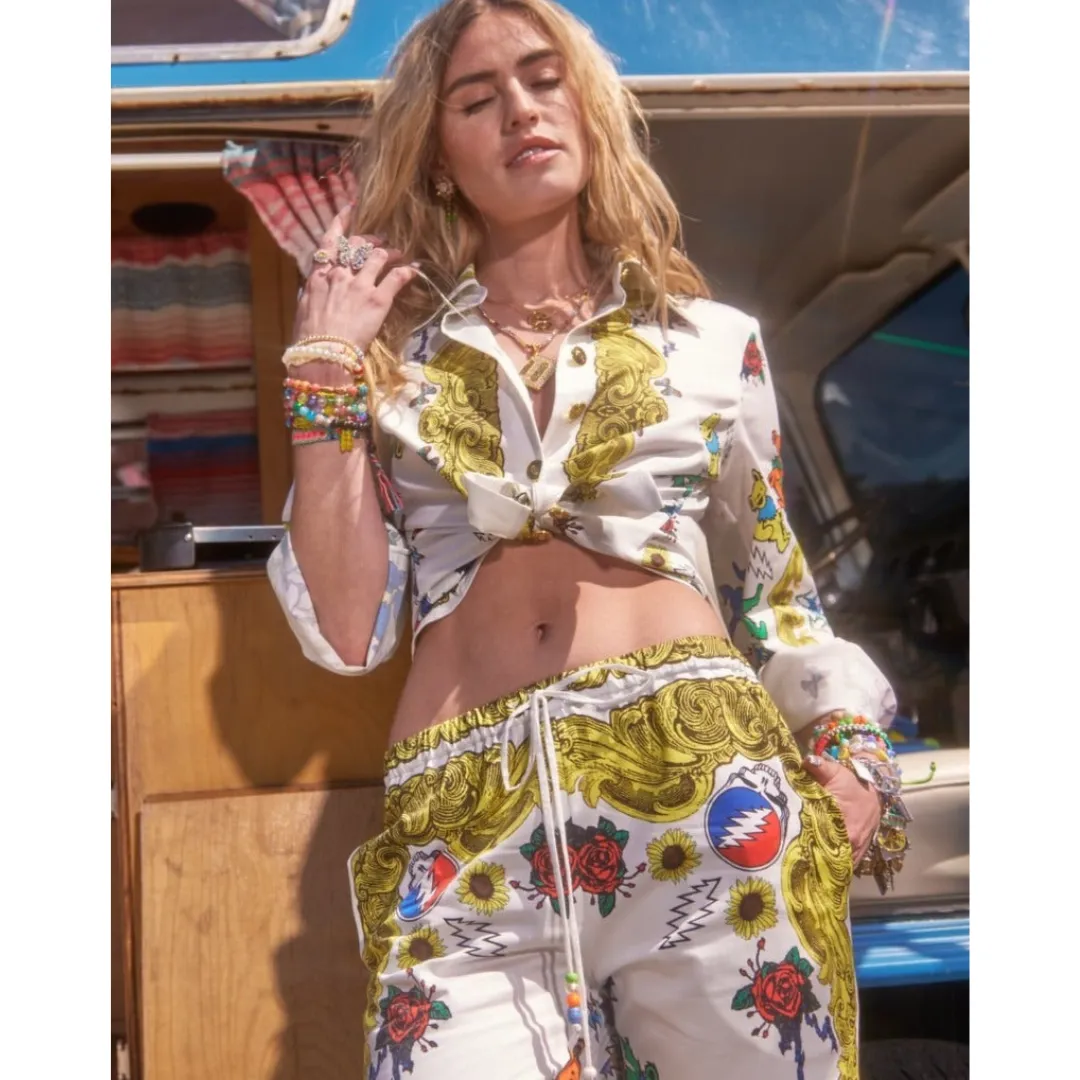 Grateful Dead Fabulous Button Down Scarf Blouse
